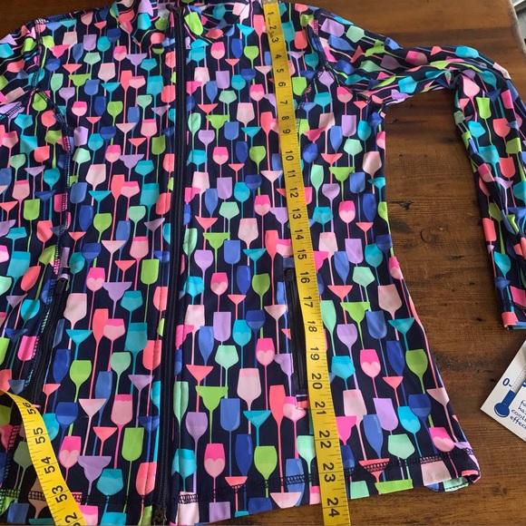 Lulu B Golf Colorful Wine Glass Athletic UPF 50 Cooling Zip Up Jacket Sz S - Picture 4 of 7